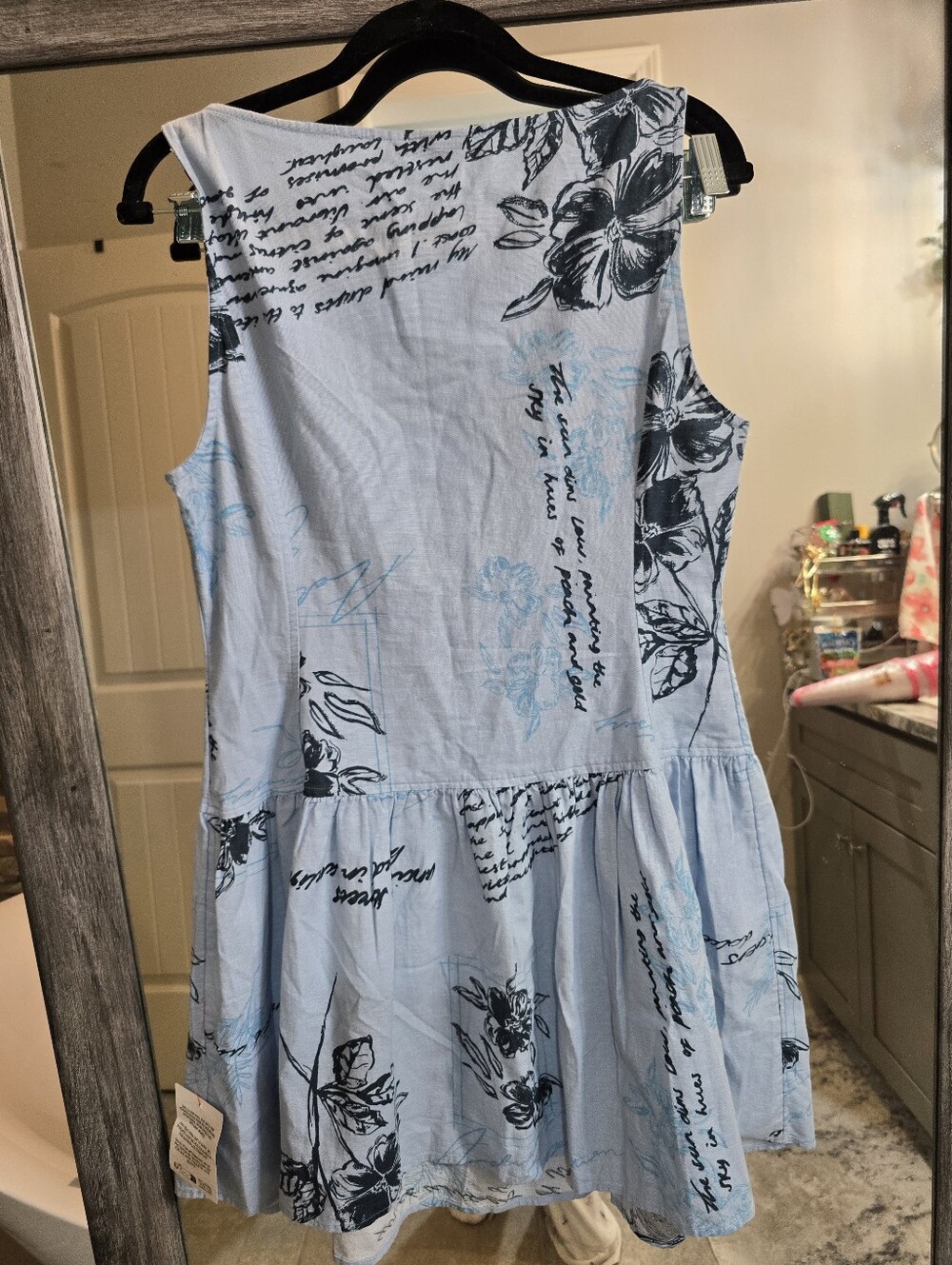 NWT ASOS Linen Cotton Light Blue Floral Print Sleeveless Sundress Medium Summer - Picture 9 of 10